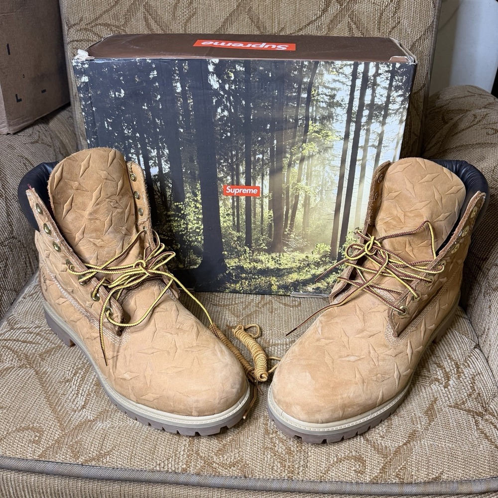 Supreme Timberland 6 Inch Premium Waterproof Boot Diamond Plate - Wheat Size 11